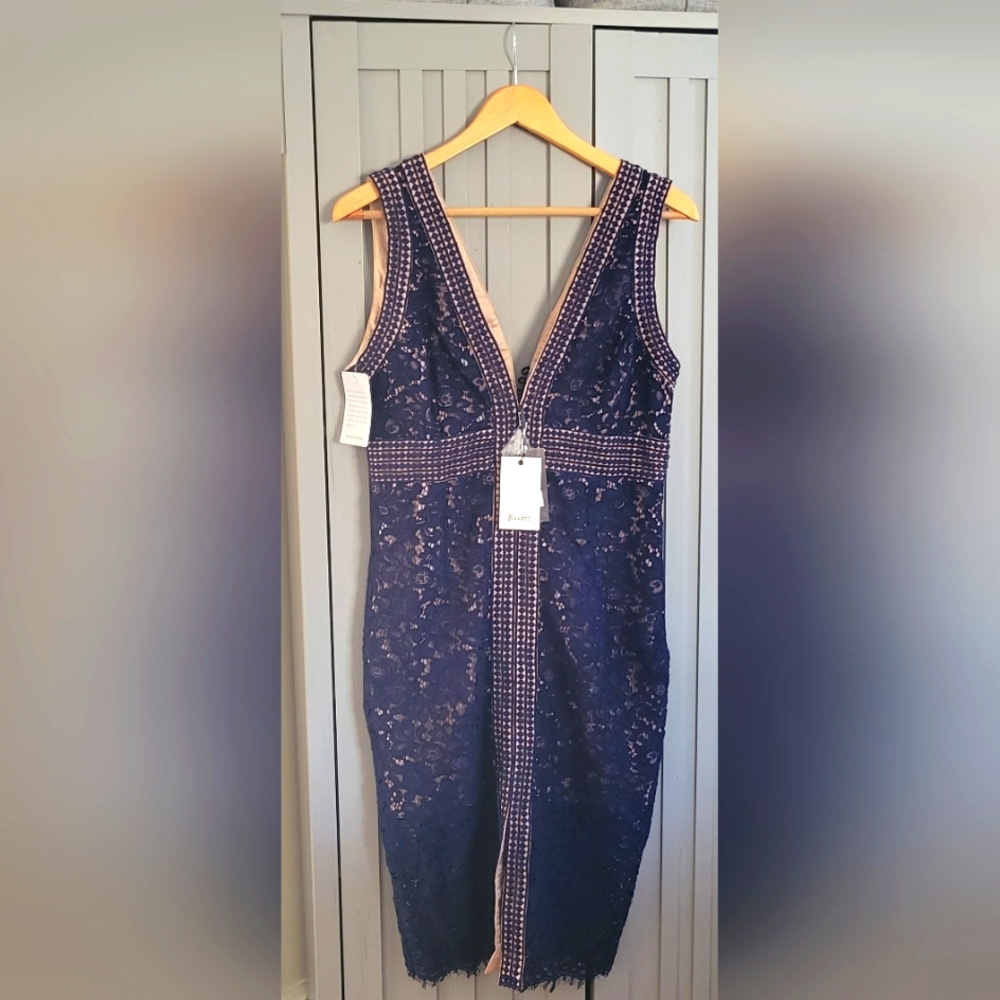 Bardot Navy Lace Sheath Cocktail Dress - NWT, size 8